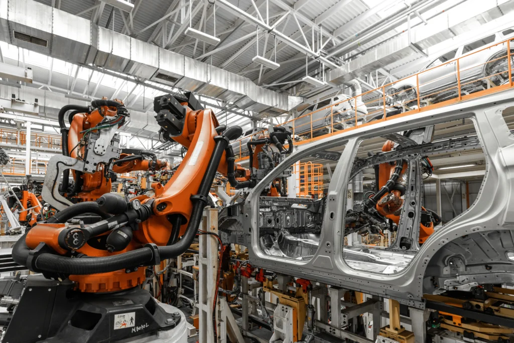 photo of automobile production line