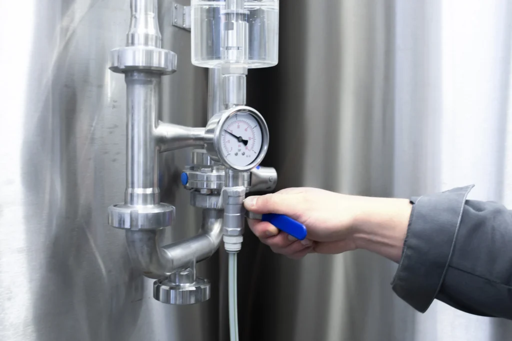 A worker check the pneumatic system